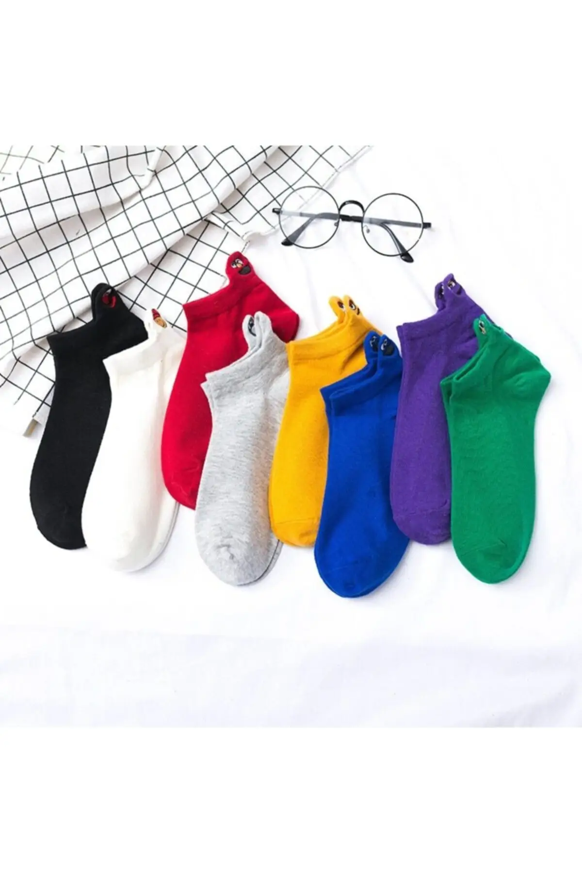 

8 pcs Unisex Colorful The Emojil Embroidered Embroidered socks