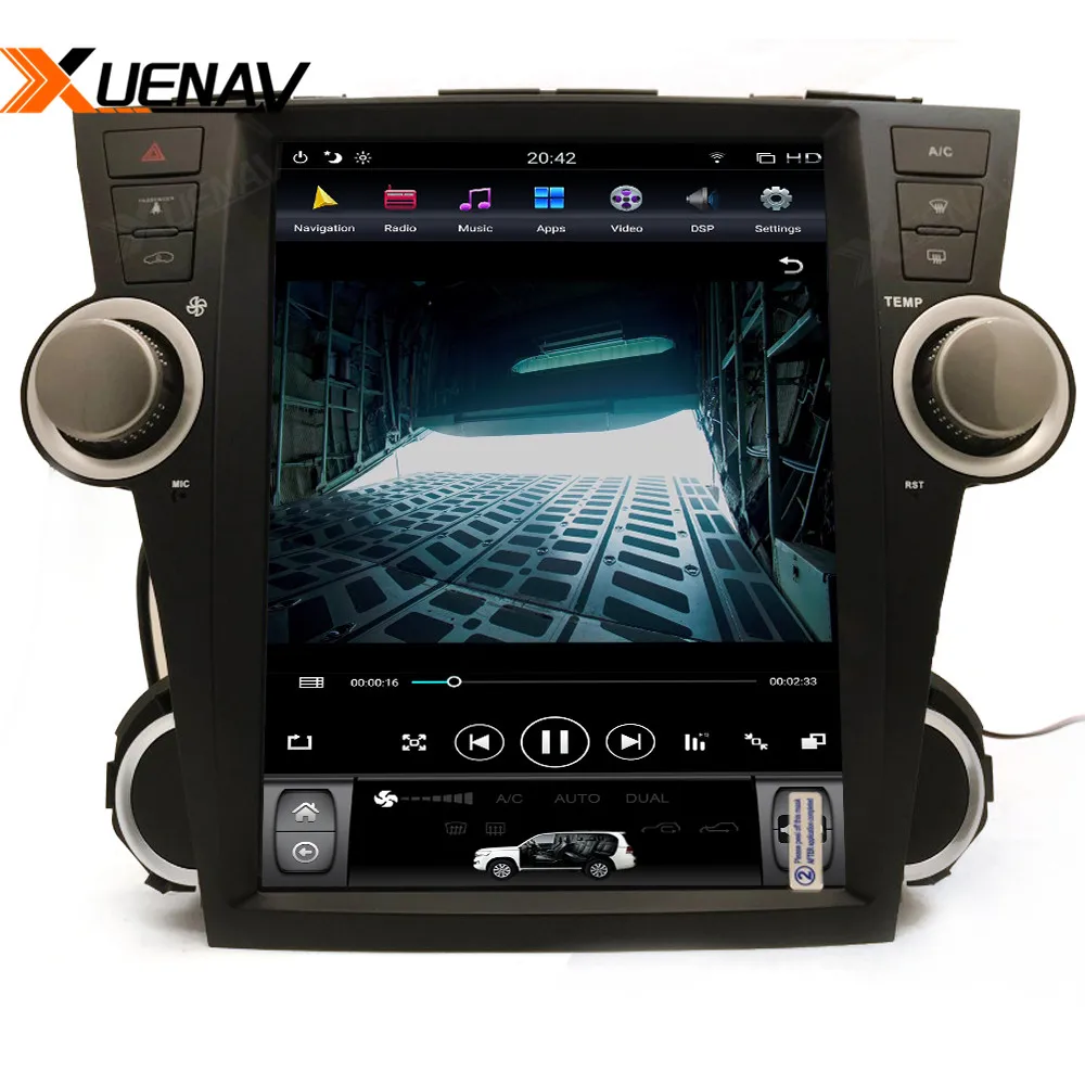 

Car GPS navigation tesla vertical screen for-Toyota Highlander 2009-2012 2 Din Android car Auto Radio Multimedia Player
