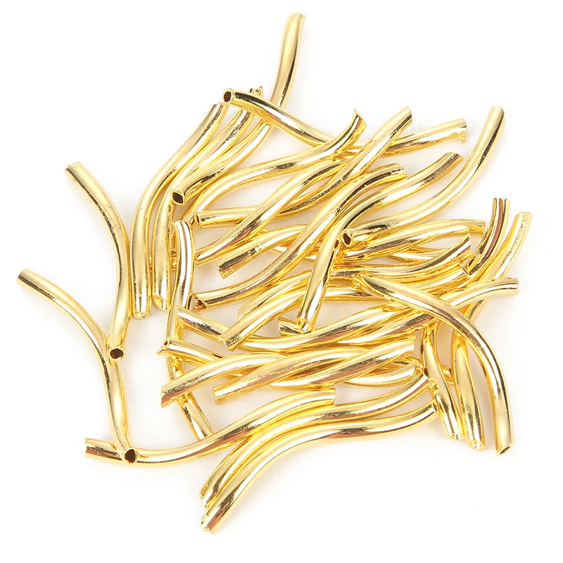 Трубка-спейсеры 2 х25 мм гладкие золотые медные бусины-коннекторы для