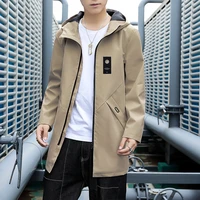 2022 spring mens casual mid length jackets and coats solid color hooded streetwear hip hop windbreaker outwear plus size tops