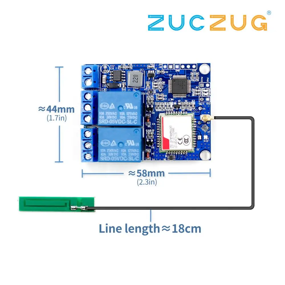 2 канальный релейный модуль SMS GSM удаленный Управление переключатель SIM800C STM32F103C8T6