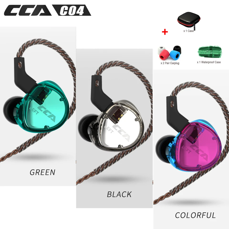 CCA C04 1DD + 1BA двойной драйвер наушники Ecouteur Музыка Спорт проводные с 2 контактный