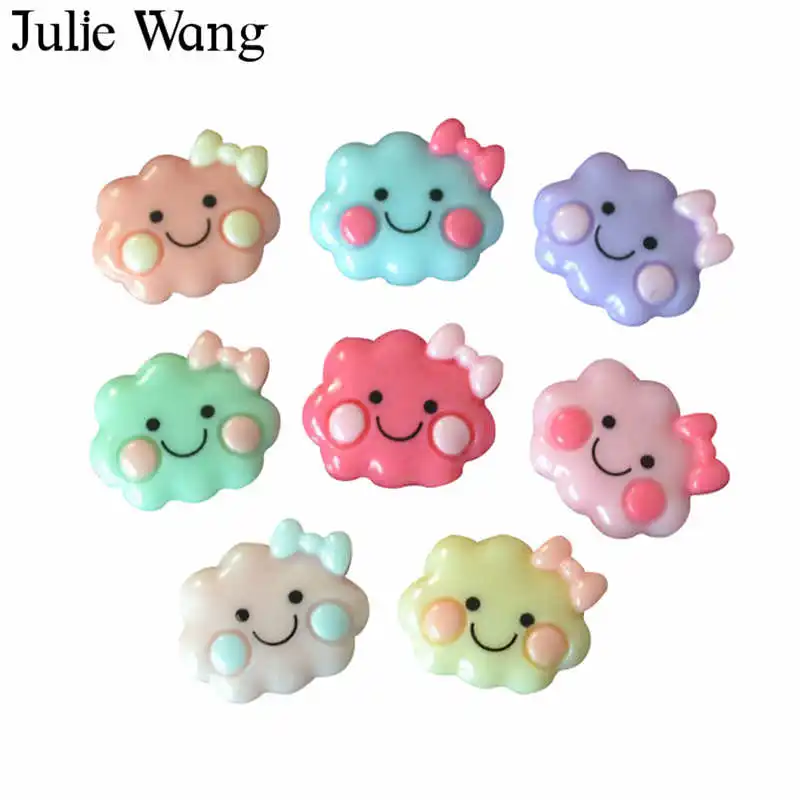 Julie Wang 20 шт. Смола Мультфильм Облако шармы улыбающиеся смешанные цвета аксессуары