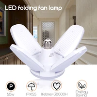 60w collapsible fan blade led chandelier without flicker b22 e27 led bulb 220v 360 degree angle adjustable ceiling lamp