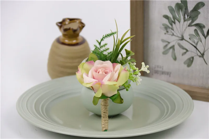 N Boutonniere YO CHO Свадебный планировщик розы Искусственный шелк цветок на запястье корсаж браслет жених бутоньерка белый свадебный для мужчин свадебные цветы - Цвет: N Boutonniere