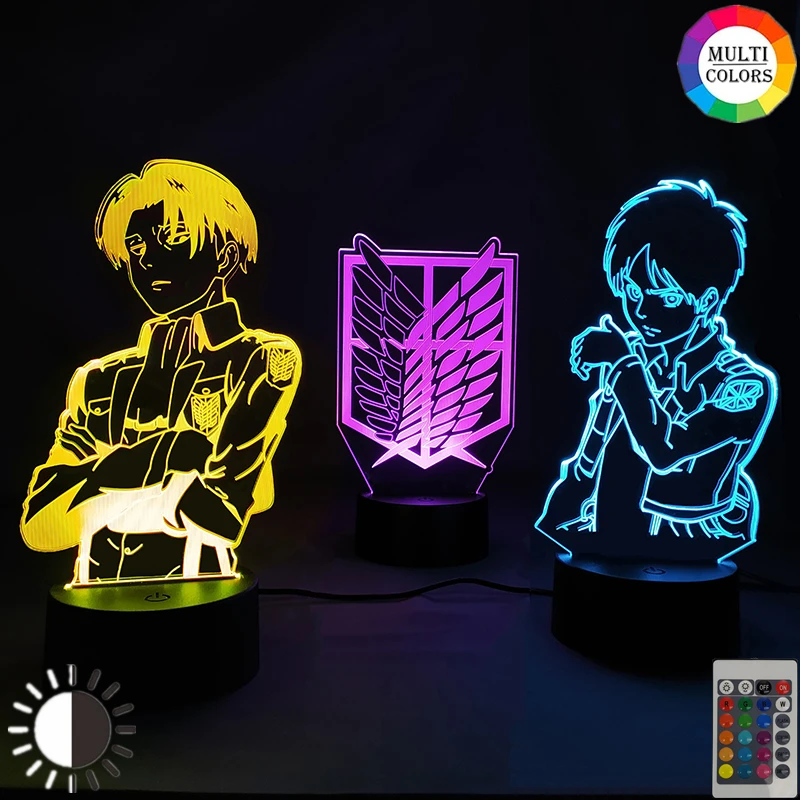 

Anime Attack on Titan Figure Night Light Kid Gift Bedroom Decor Eren Jager Mikasa Ackerman Levi Manga Figurine Led 3d Table Lamp
