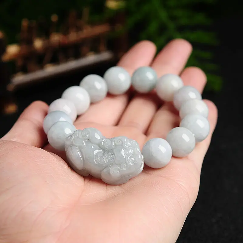 

Genuine Natural Grade A Jade (Jadeite) 13mm Bead with Pixiu Unisex Bracelet