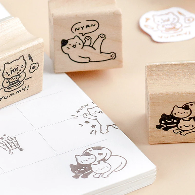 Деревянные штампы серии cat DIY резиновые принадлежности для рукоделия