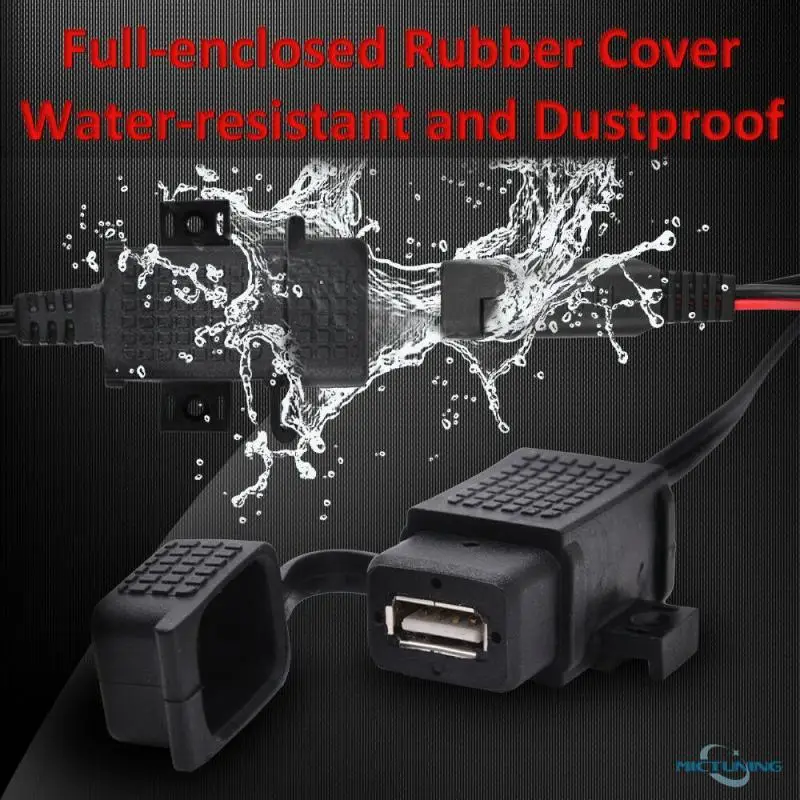 

DIY SAE To USB Cable Adapter Waterproof USB Charger Quick 2.1A Port With Inline Fuse For Motorcycle Cellphone Tablet GPS