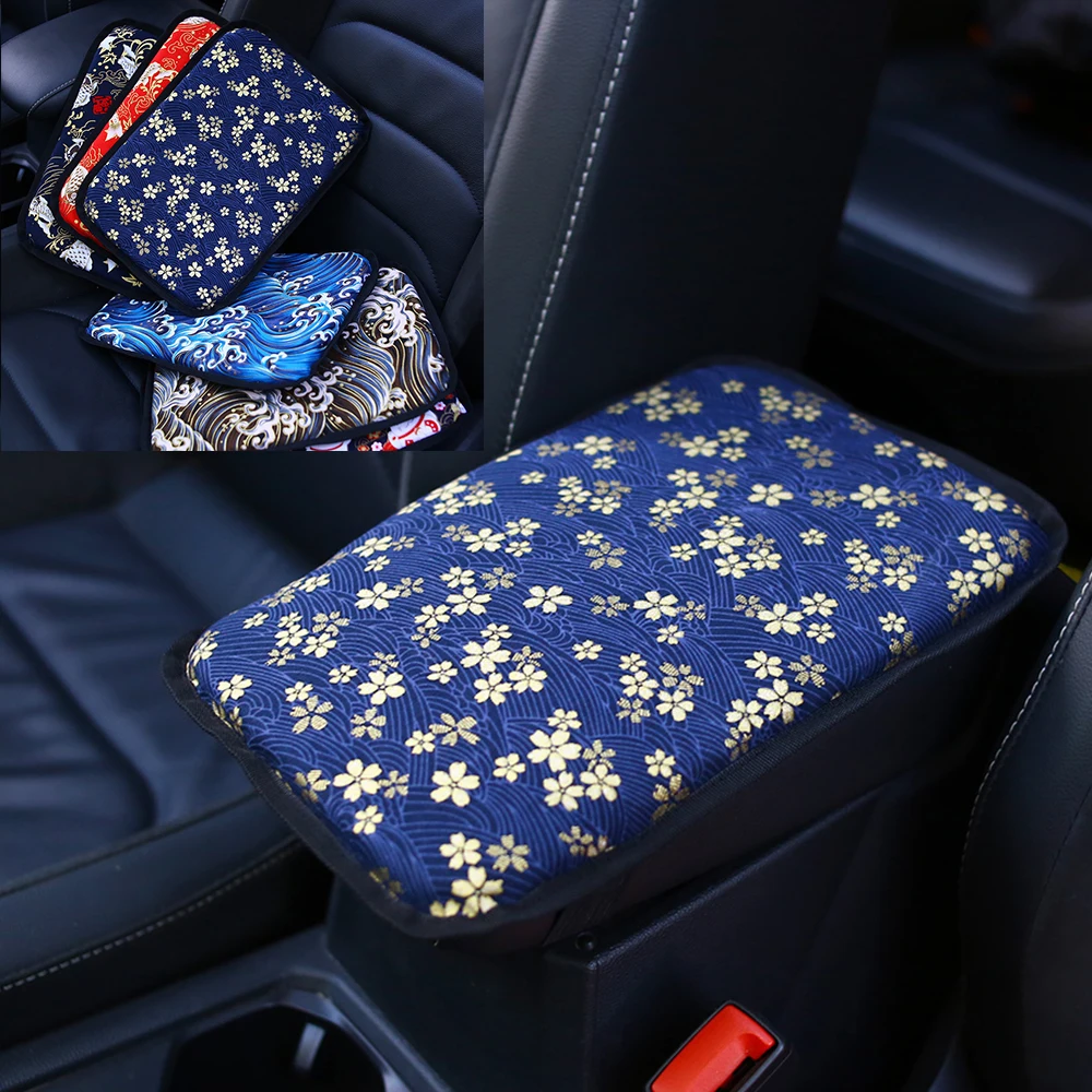 

Car Center Handrail Box Cover JDM Japanese Ukiyo-e Cars Storage Carpet Protector Pad Car-styling Auto Accessories
