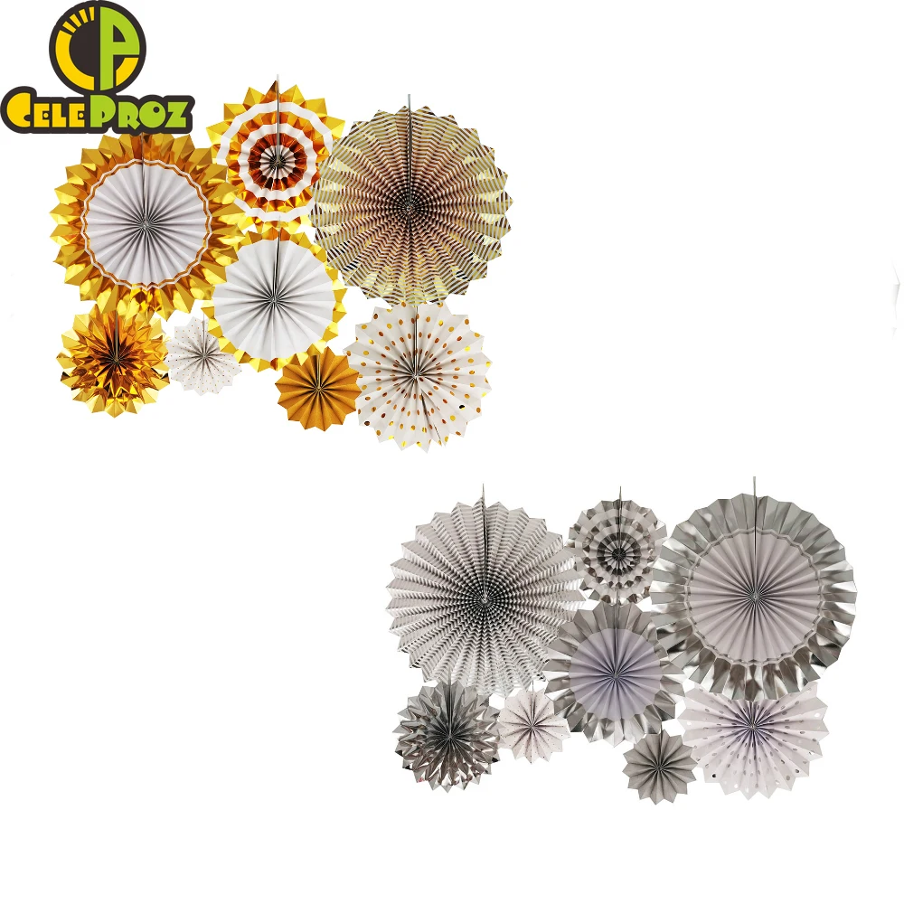 8 шт./компл. Золотой Серебряный бумажный веер цветок Свадебная вечеринка