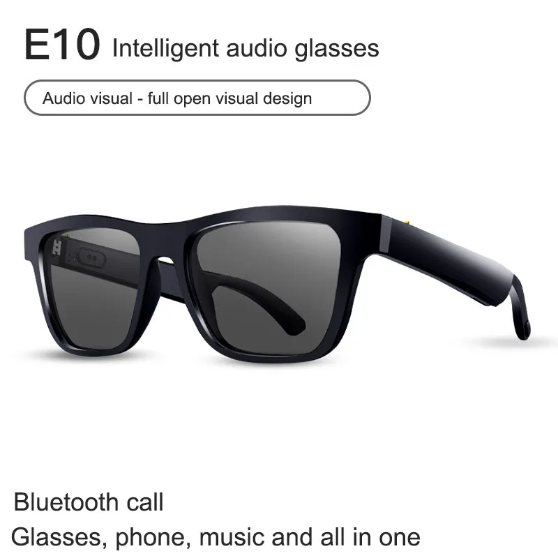 구매 새로운 지능형 안경 E10 선글라스 블랙 기술 블루투스 오디오 안경 럭셔리
