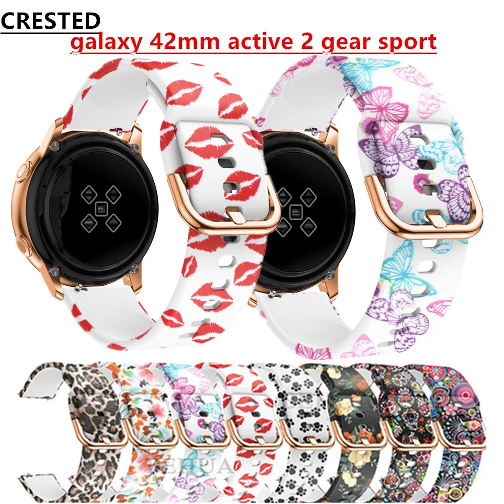 

Ремешок силиконовый для Samsung Galaxy watch 4/classic 42 мм 46 мм active 2 Gear S2, спортивный браслет с принтом для Amazfit bip, 20 мм