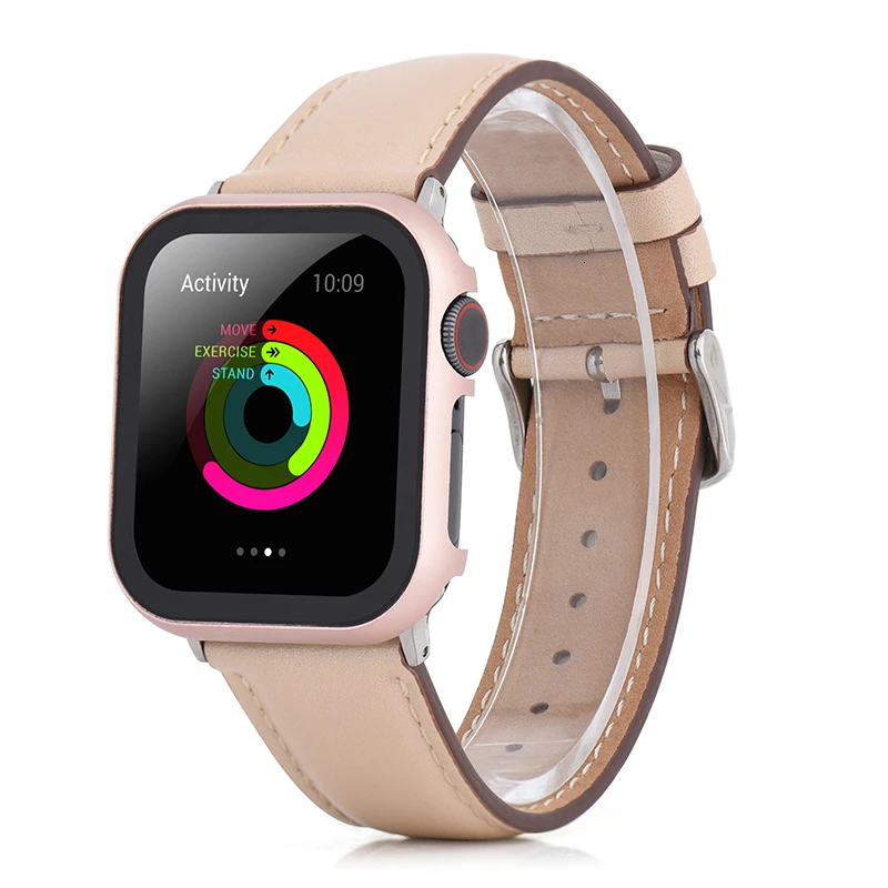 Чехол из закаленной пленки для Apple Watch Series 4, 3, 2, 1, ремешок, чехол 42 мм, 38 м, 40 мм, 44 мм, тонкий алюминиевый чехол, защита для iWatch 4
