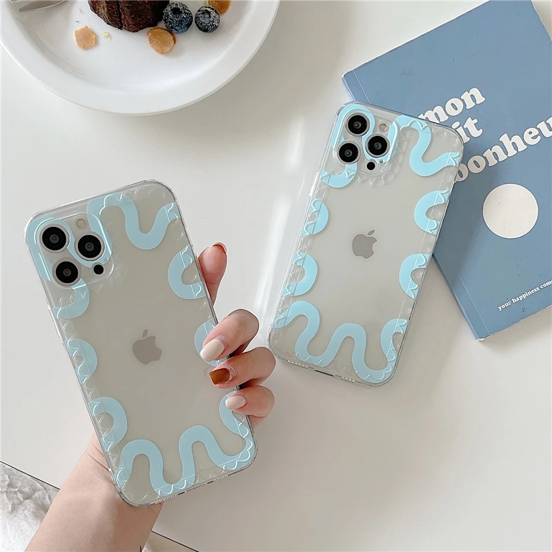 Чехол в Корейском стиле для Apple Phone 11 Pro 12 Mini 7 8 Plus X XS MAX XR SE 2020 Защитный Мягкий