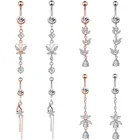 Кольцо для пирсинга пупка из нержавеющей стали с подвеской в виде цветка