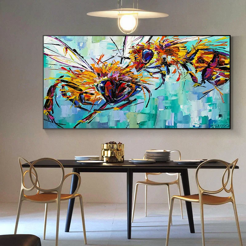 

Two bees Oil Painting Canvas Art Painting Posters and Prints Cuadros Wall Art Picture for Living Room Home Deco