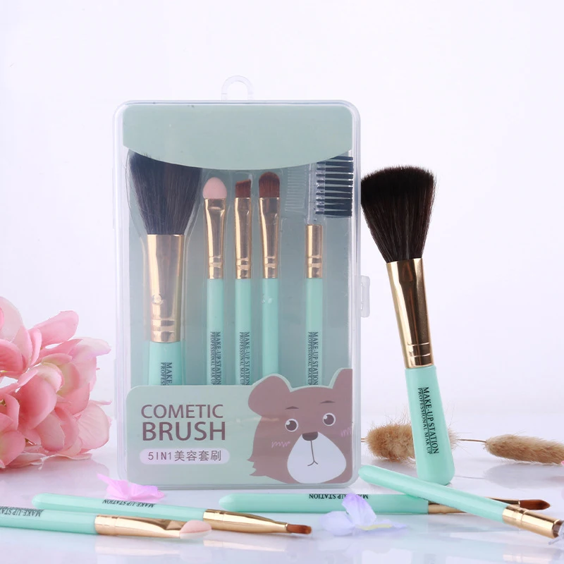 YALIAO 5 шт. синяя коробка набор кистей для макияжа пудра основа кисть румян