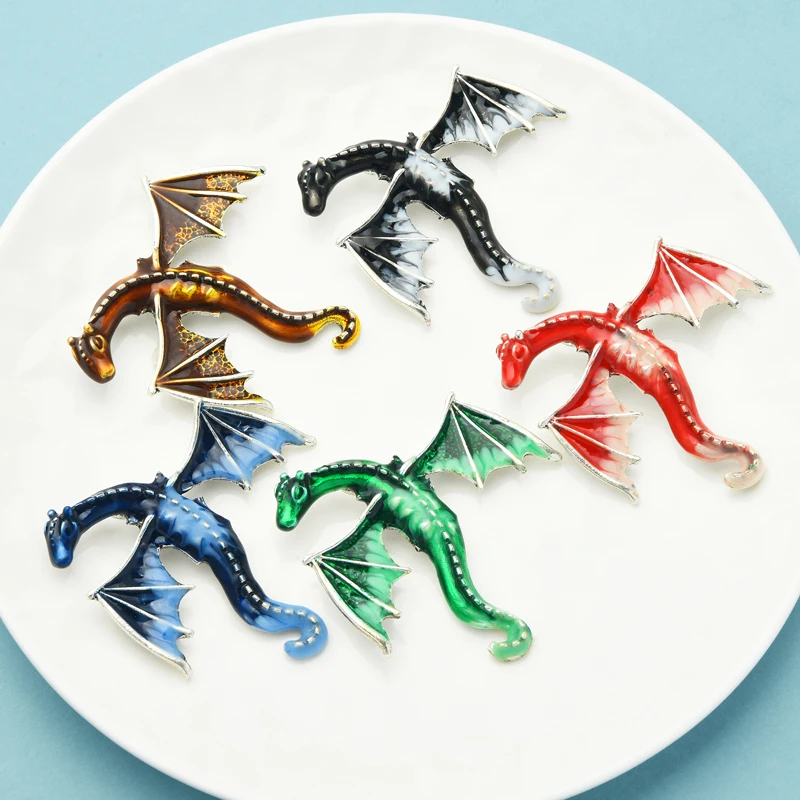 

Wuli&baby Enamel Dragon Brooches Women Unisex 5-color TV Play Dragon Animal Brooch Pins Gifts