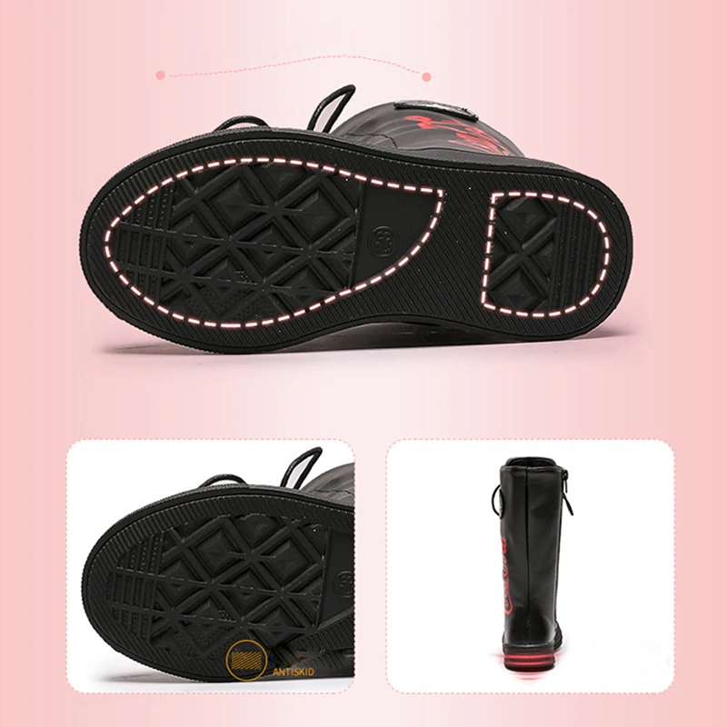 Водонепроницаемые детские ботинки кожаная обувь для девочек модные высокие со