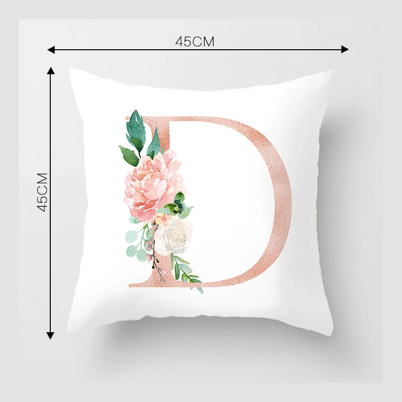 Наволочка для подушки с буквами 45x45 см наволочка английским алфавитом и цветами