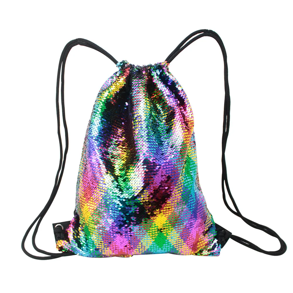 New Style Toggle Color-changing Sequins Sports Bag Waterproof Oxford Cloth Drawstring Drawstring Pocket Outdoor Backpack