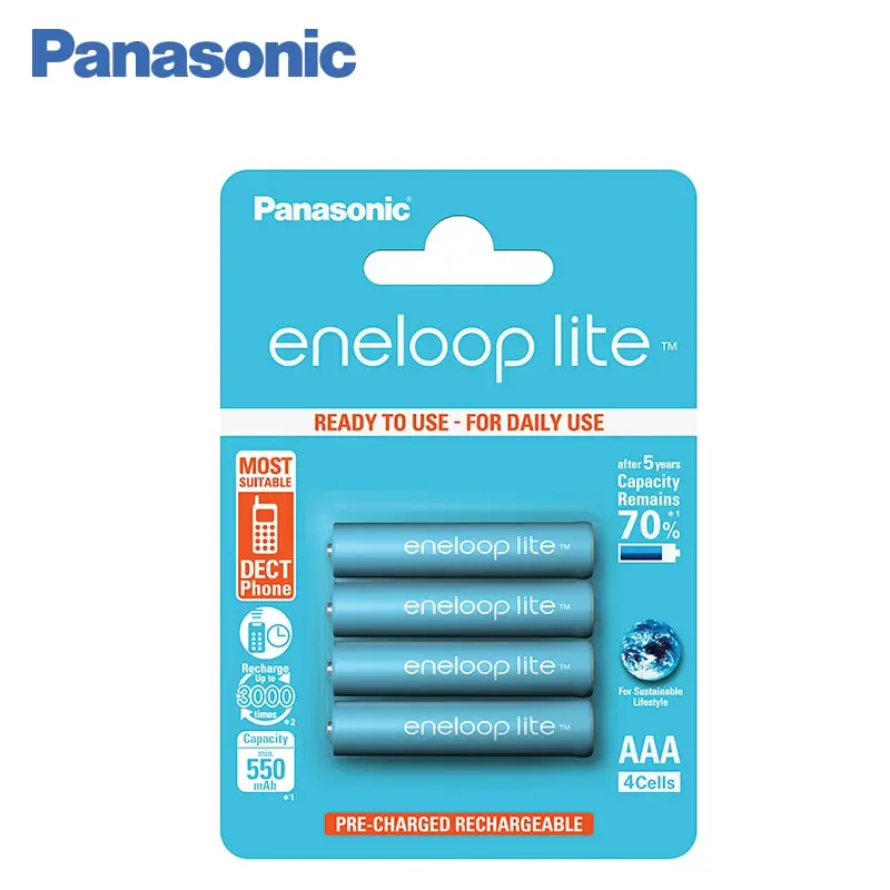 Аккумулятор Panasonic R03 eneloop lite BK 4LCCE/4BE 550 мАч AAA 4шт.|aaa r03|rechargeable batteryaaa 550mah |