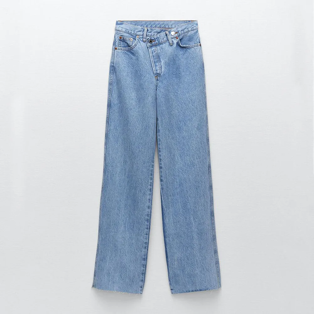 

Женские Асимметричные прямые джинсы DiYiG, облегающие джинсы в британском стиле со средней талией, осень 2021