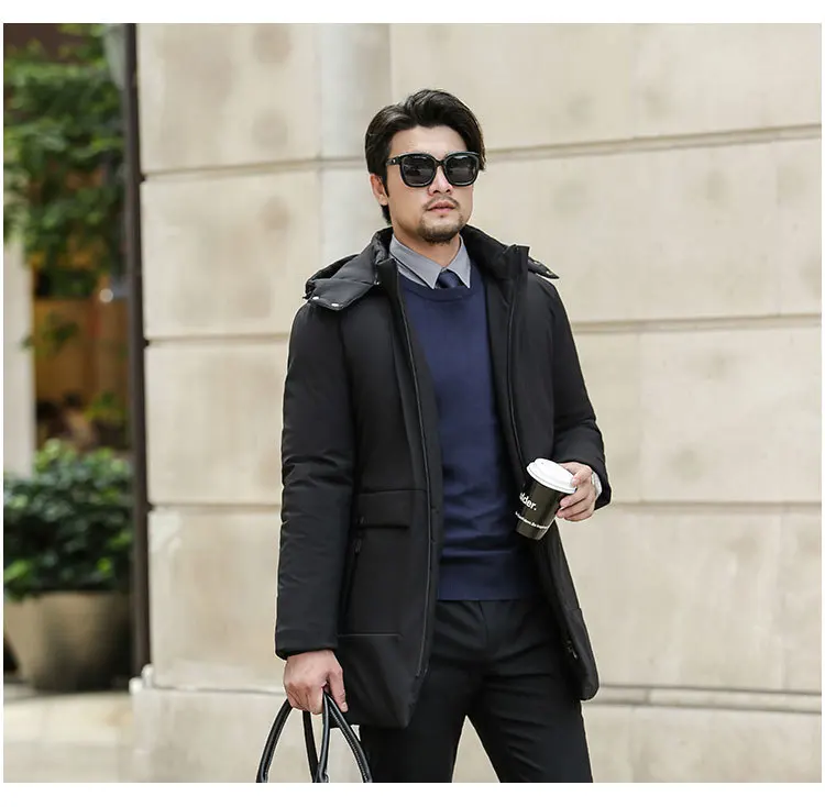 New Winter Down Jacket Male High Quality Waterproof Thick Warm Long Cotton Coat Male Detachable Cap Winter Parkas