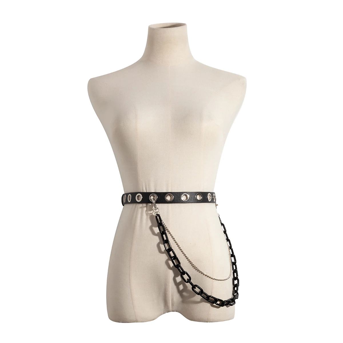 

Fashion Punk Harajuku Skirt Jeans Belt Pu Leather Waist Belt Chain Adjustable Hip Hop Rock Key Chain Women Men Decorative Retro