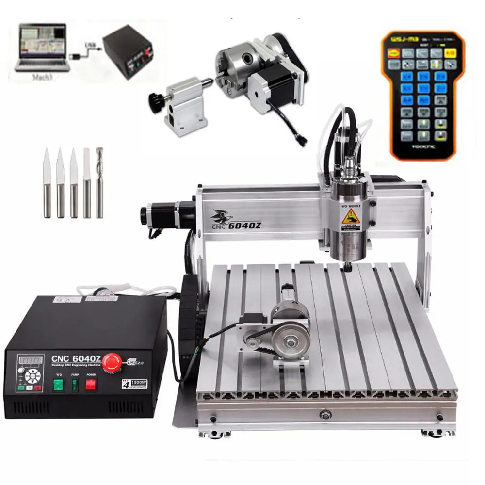 USB! CNC 6040 4 оси 2.2квт фрезерный станок с ЧПУ резьба по дереву деревообрабатывающий фрезерный гравировальный станок CNC гравер mach3 контроль+ Бит
