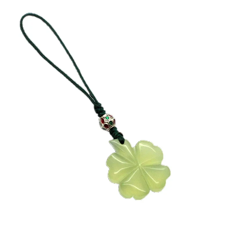 

Natural Xiuyu four-leaf clover mobile phone chain pendant jade mobile phone pendant jade crafts jewelry accessories jade pendant