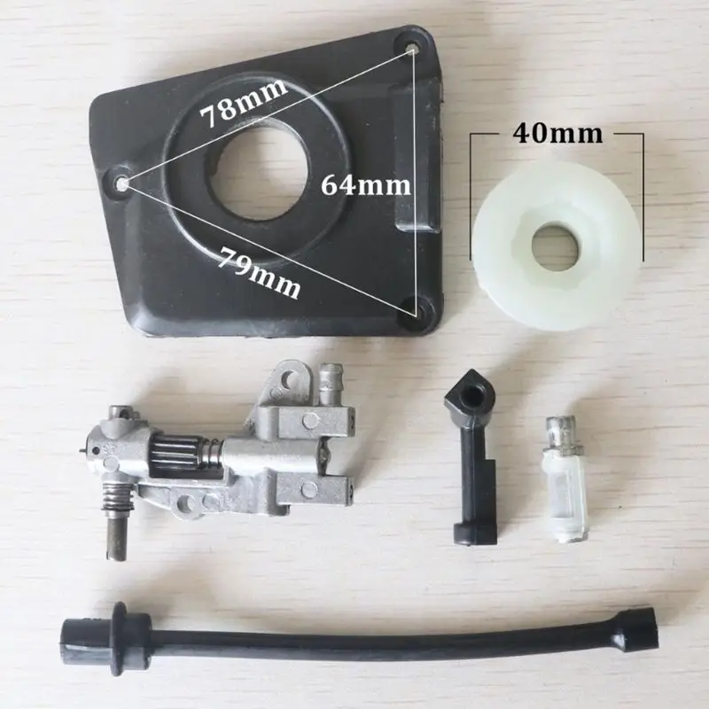 

Oil Drive Pump Kit For CHINESE CHAINSAW 4500 5800 45CC 52CC 58CC Pump Cover Worm Gear Oil Pump Cover Oil Filter Oil Pipe