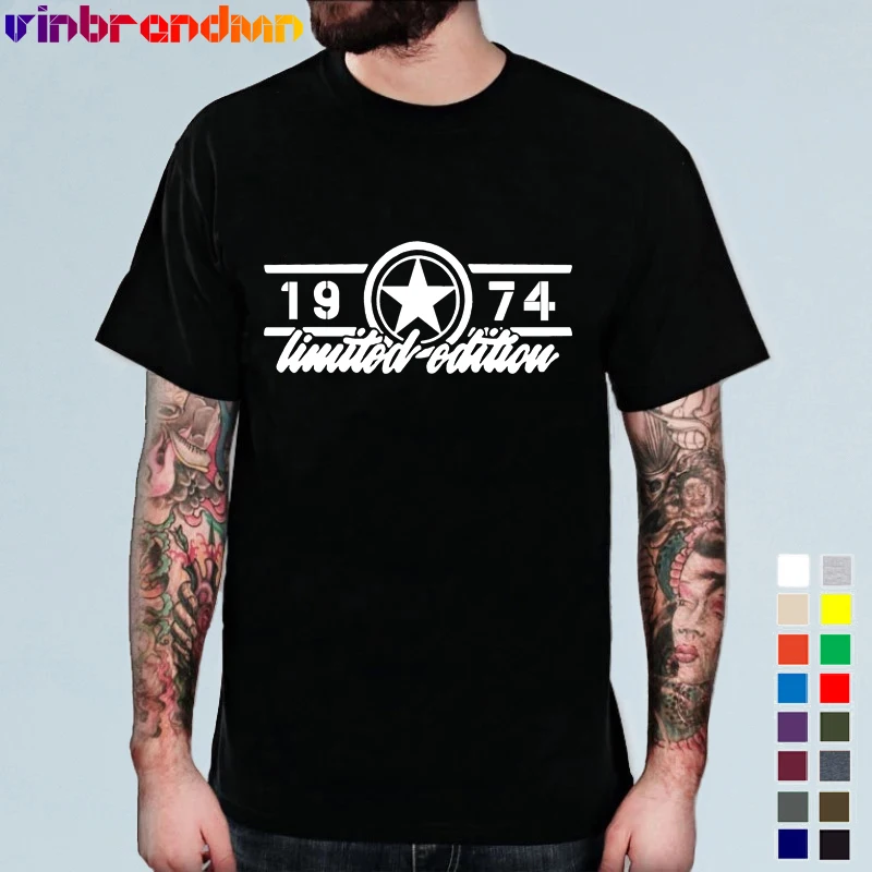

Summer Hipster Limited Edition 1974 T Shirt Men Fashion Short Sleeves cotton round collar male Tee Father's Day gift tops tees