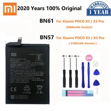 100% Original Xiao mi BN61 BN57 6000mAh Phone Battery For Xiaomi Pocophone X3 Poco X3 Pro Replacement Batteries Bateria