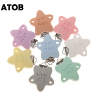 atob10pcs pacifier clip i love mom silicone teethers diy nursing soother clips chains bpa free pacifier holder baby gifts