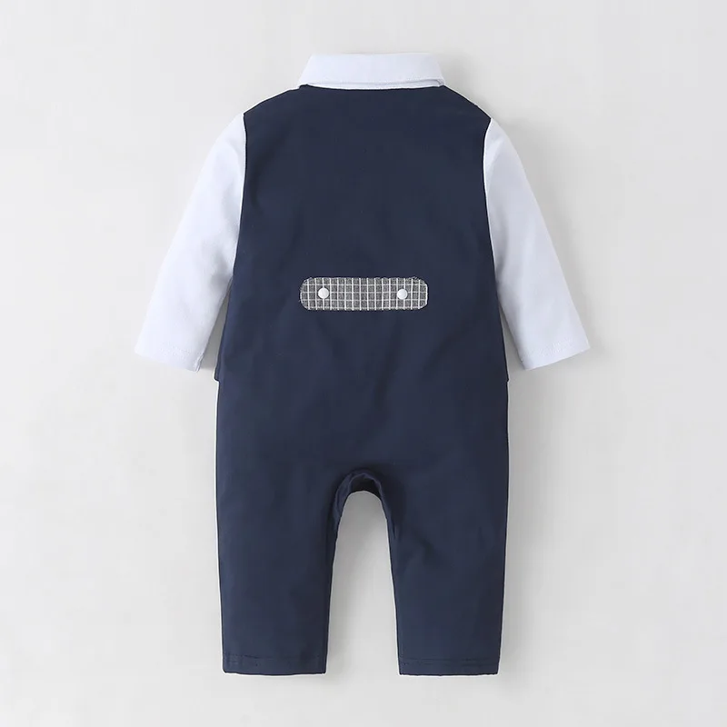 Baby Boys Gentleman Formal Romper Toddler Children Long Sleeve Tuxedo Dress Kids Wedding Party Costume |