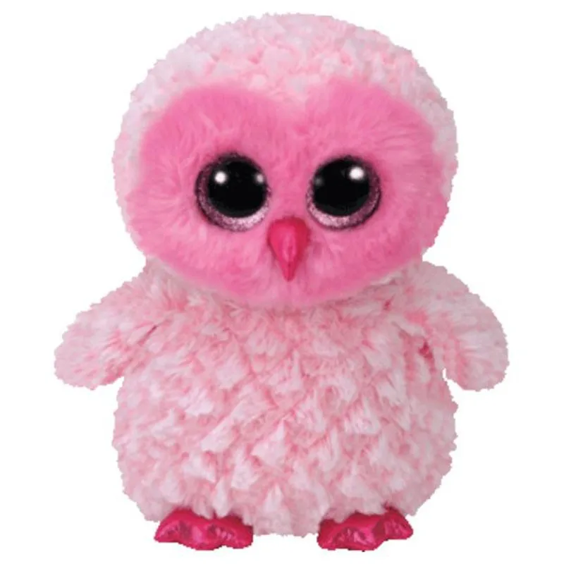 

15CM Ty Beanie Boos Big Eyes Pink Owl Plushie Cute Stuffed Animal Toys Soft Bedside Doll Decor Child Christmas Birthday Gift