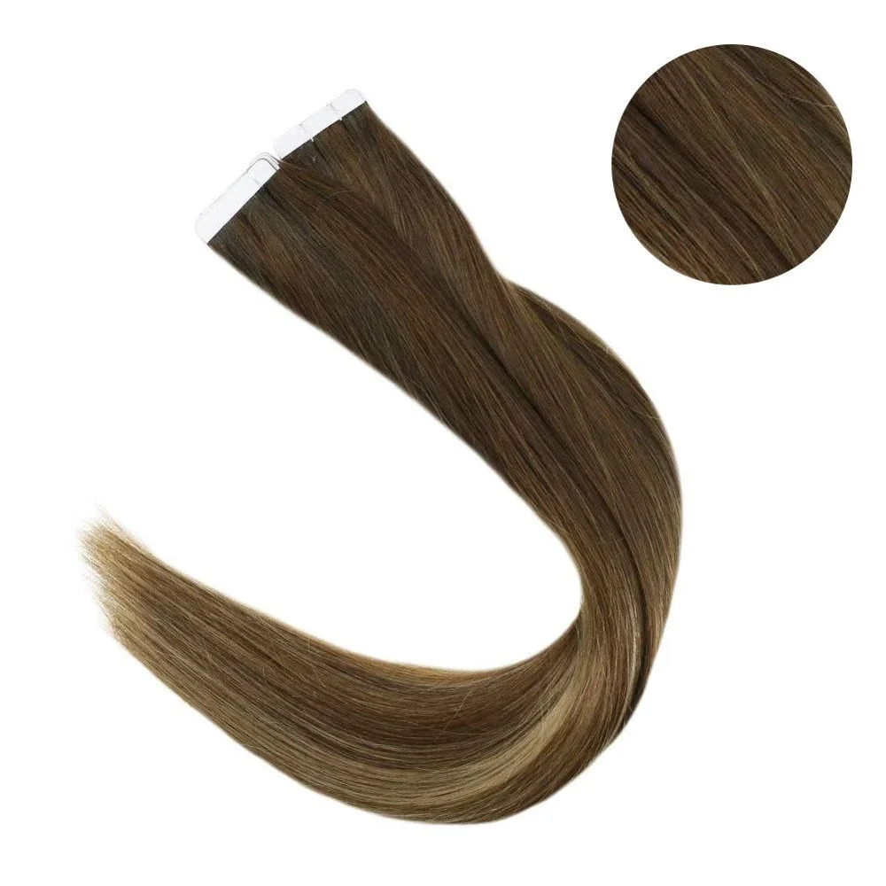 Полный блеск Balayage цвет омбер человеческие волосы на ленте для наращивания 20 шт 50 г блонд коричневый лента для наращивания машина сделано remy - Цвет: 3t14p6