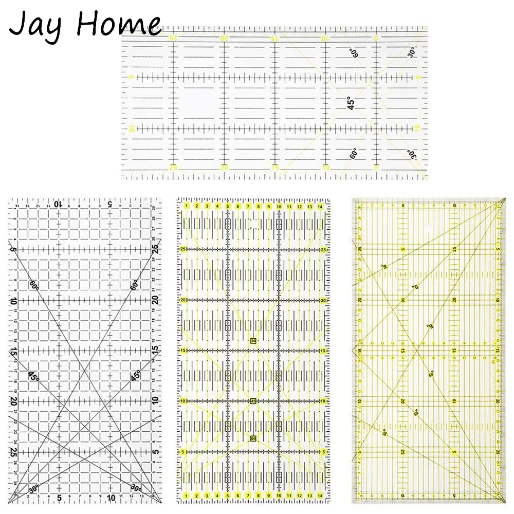

1PC Sewing Quilting Ruler with Double Colored and Grid Lines Patchwork Ruler Acrylic Sewing Ruler for Sewing Quilting Cutting