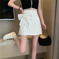 short skirt korean version of the new high waist slim bow design temperament package hip a line skirt