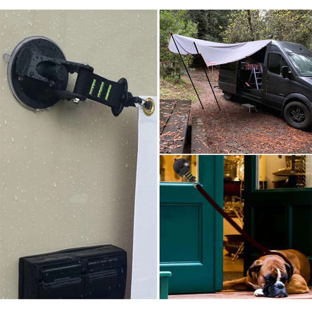 

With Securing Hook Durable Tie Down Suction Cup Anchor Multifunction Travel Camping Tarp Luggage Universal Car Side Awning