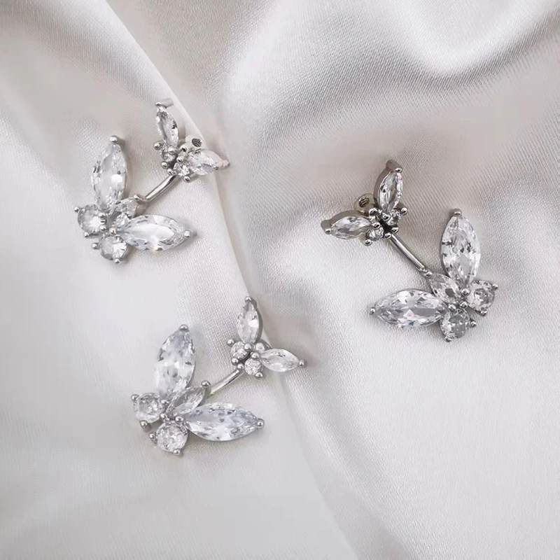 Двойными серебро бабочками пирсинг пупок тела пирсинг-серьги для пупка Кнопка