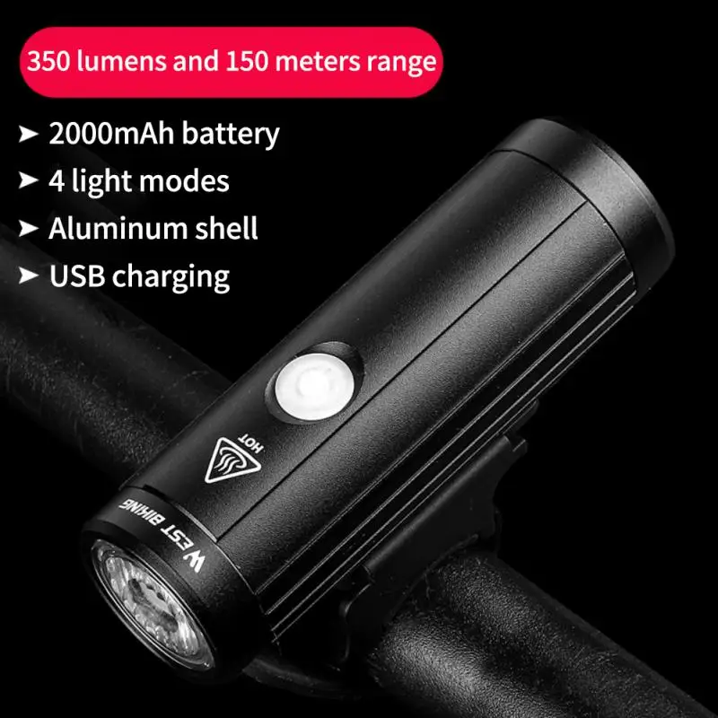 

Bicycle Lights 350 Lumens Super Bright Bike Light Set 2000 MAh HeadLight IPX65 USB Rechargeable MTB Road Bike Lamp Lantern