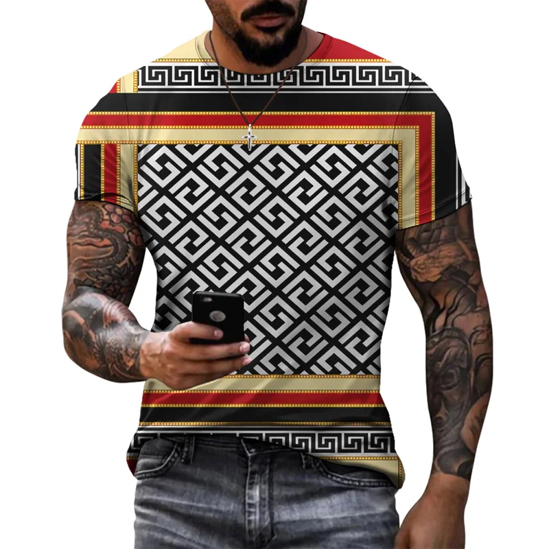 

2021 summer T-shirt men's streetwear O-neck short-sleeved T-shirt tops Punk style men's casual 3D printing retro printed T-shirt