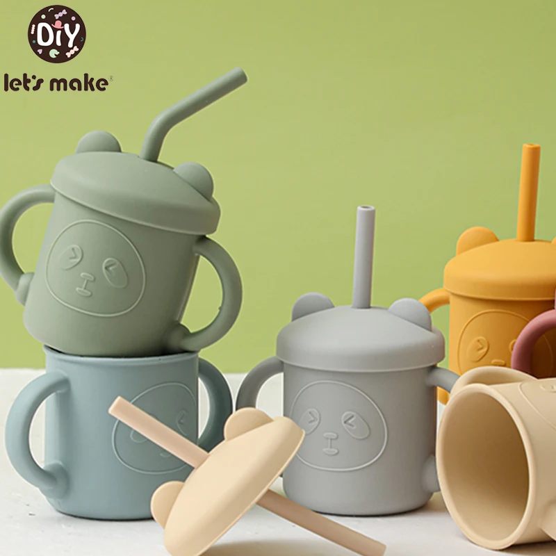 

1 PCS Silicone Baby Feeding Cups Cute Cartoon Bear Baby Learning Cups Food Grade For Toddlers BPA Free Silicon Sippy Trainer