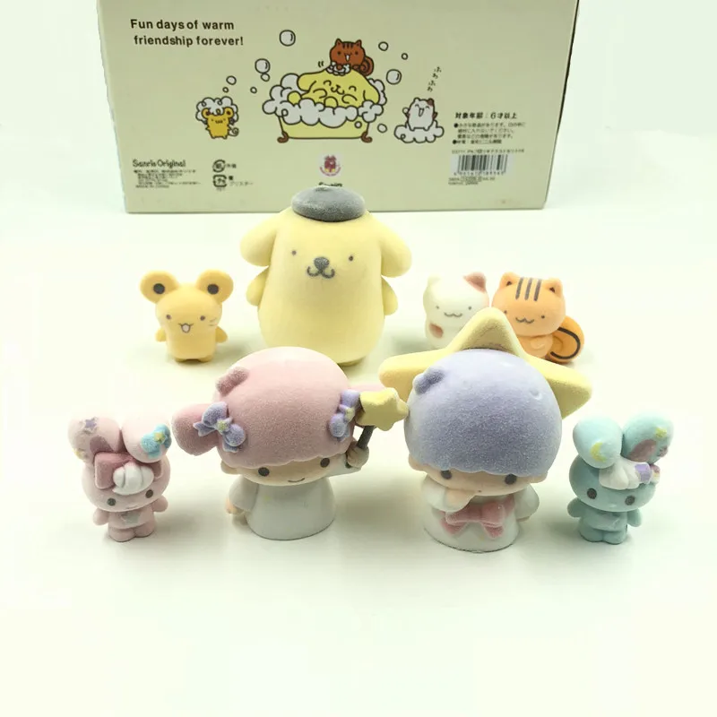 Милые Pom pudin Pudding Dog Little Twin Stars Флокирование ПВХ Модель фигурка игрушка кукла