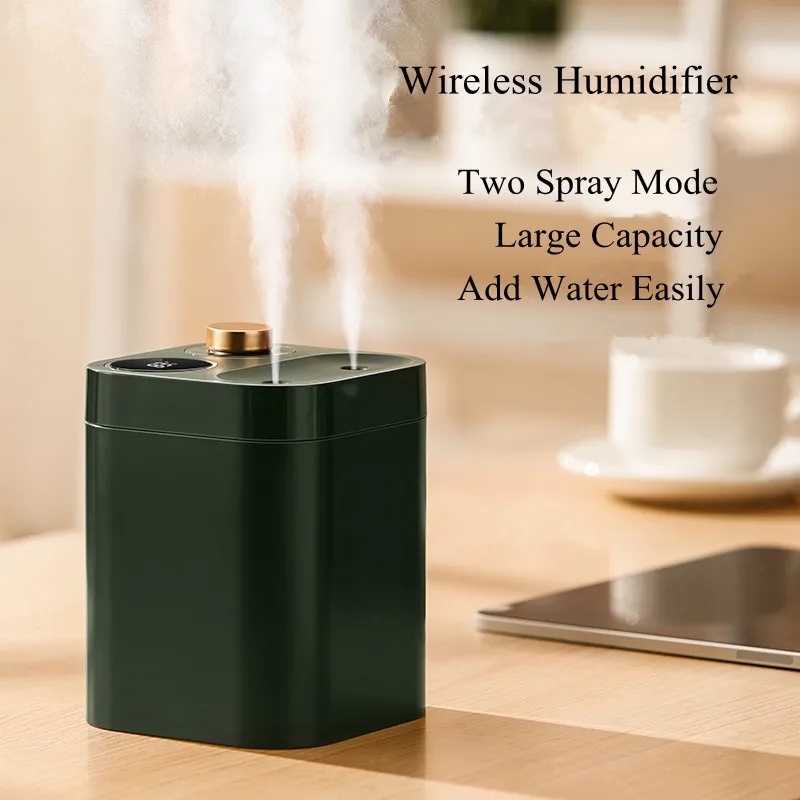 

800ml Wireless Air Humidifier Ultrasonic Cool Mist Makger Fogger 2000mAh Rechargeable Battery USB Water Diffuser Humidificador