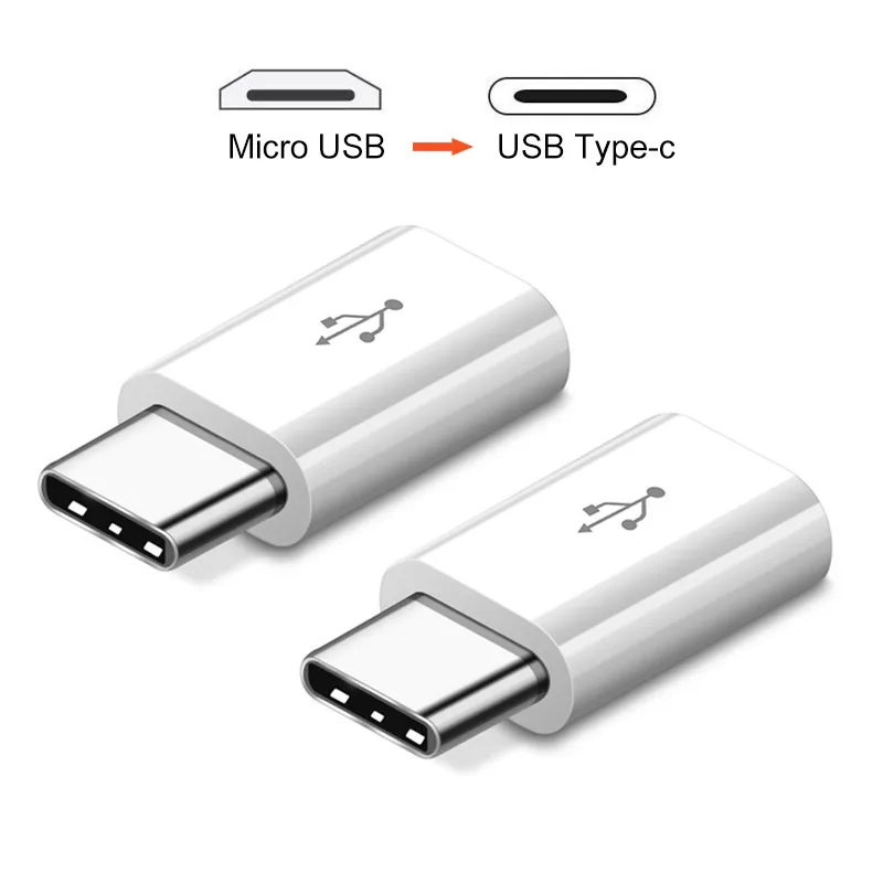 2 PCS White Type C к Micro USB адаптер OTG конвертер для samsung s8 huawei P10 P9 зарядное устройство для трансмиссии разъем - Цвет: 2 PCS White