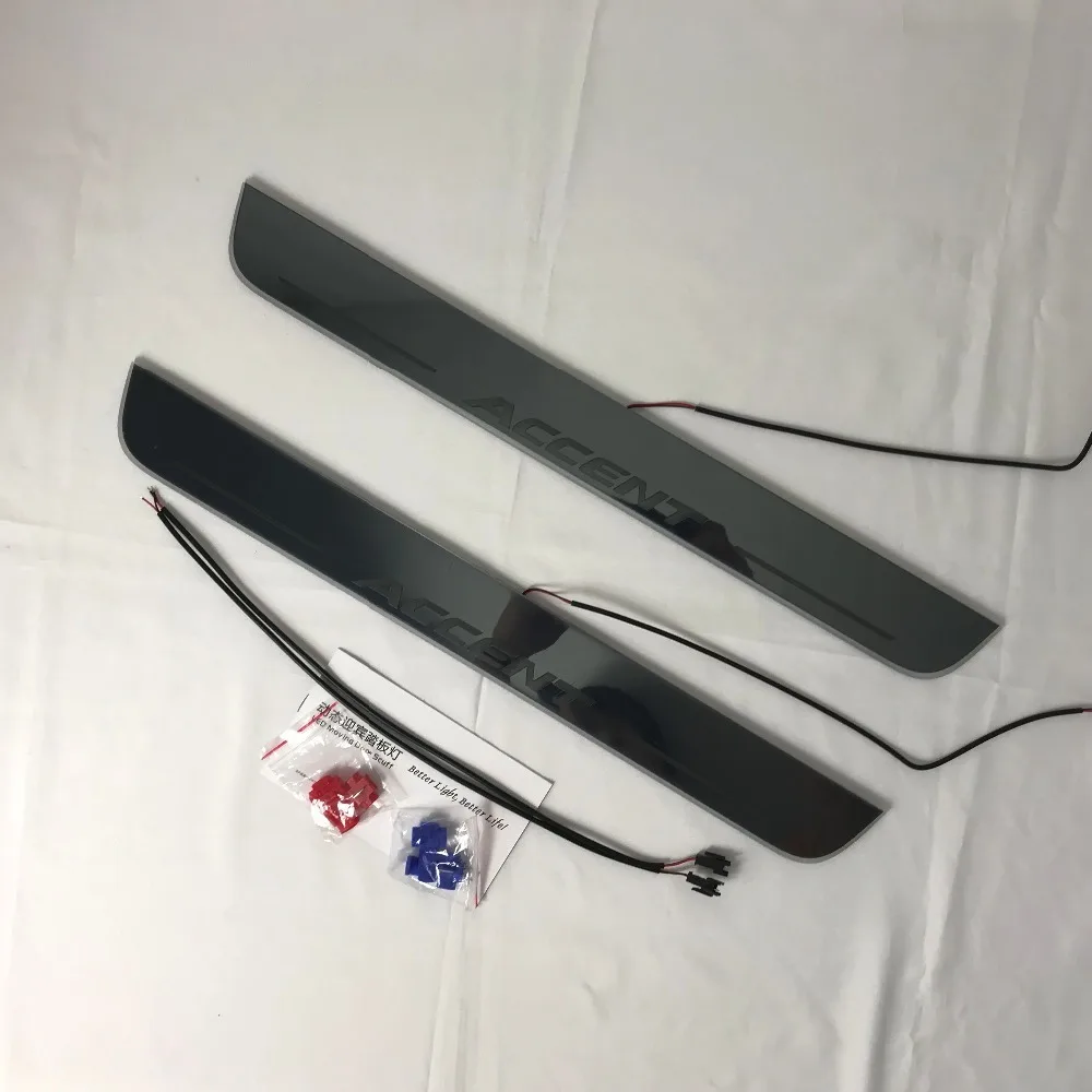 

Infrared sensor control led door sill plate strip welcome light threshold guard protectors for hyundai accent